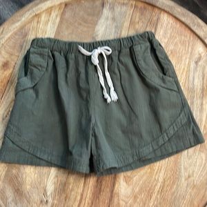 3 for $18 military green pull on elastic waist shorts with drawstring medium